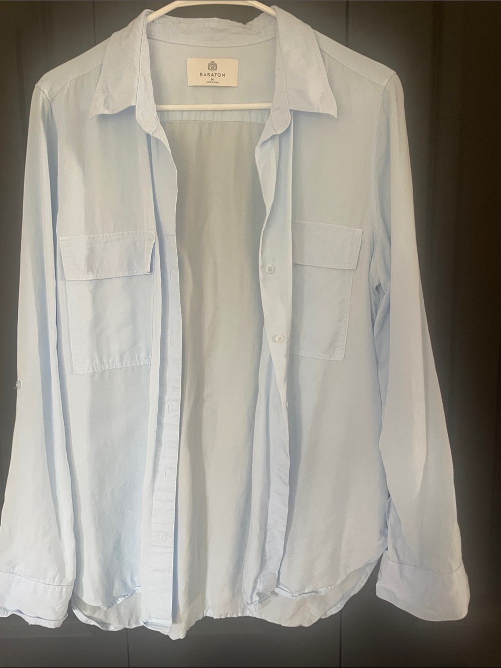Aritzia Babaton Pale Blue women’s utility Casual Button-Down Shirt